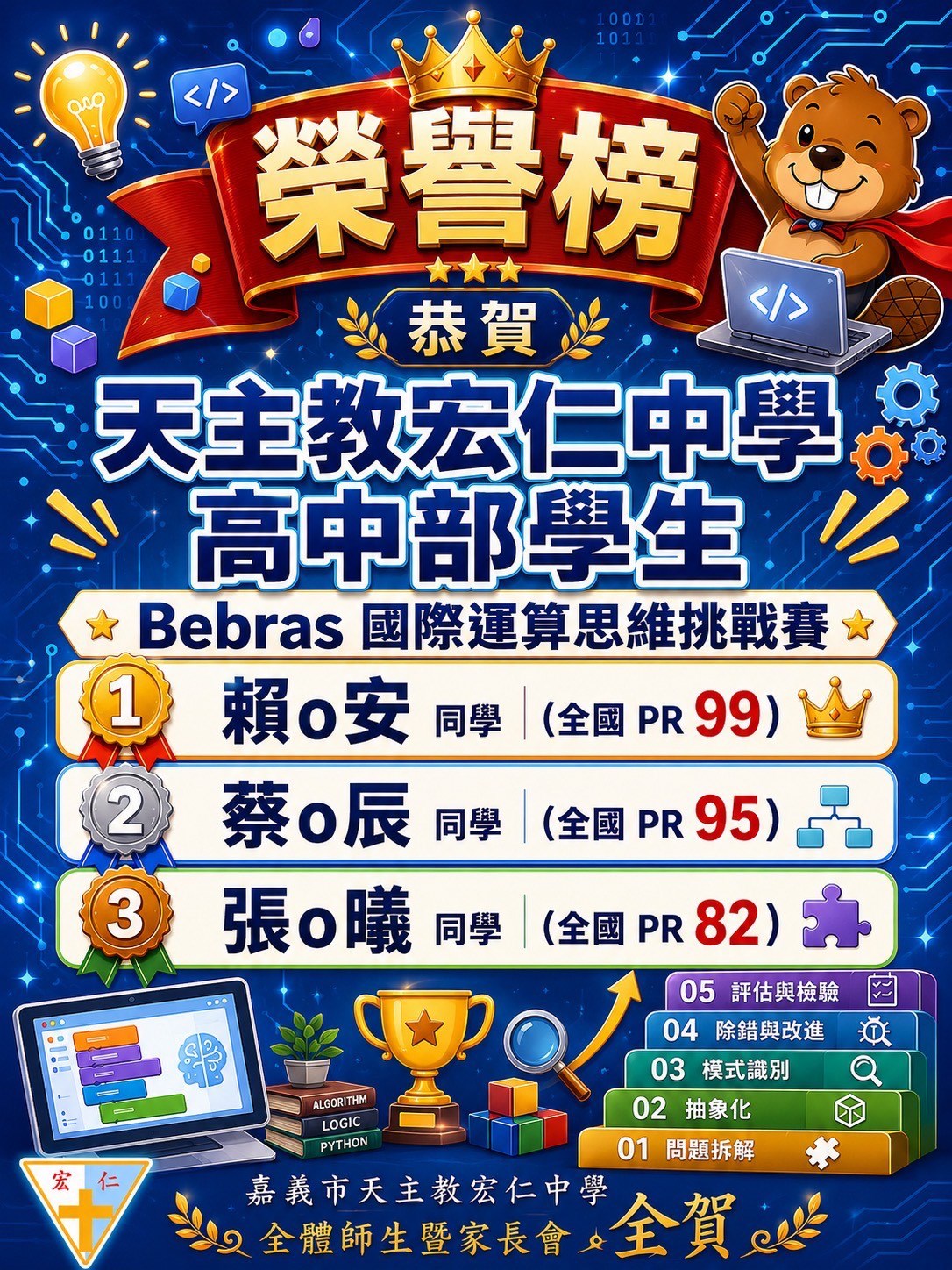 賀🎉本校高中部學生通過【Bebras國際運算思維挑戰賽】🎉